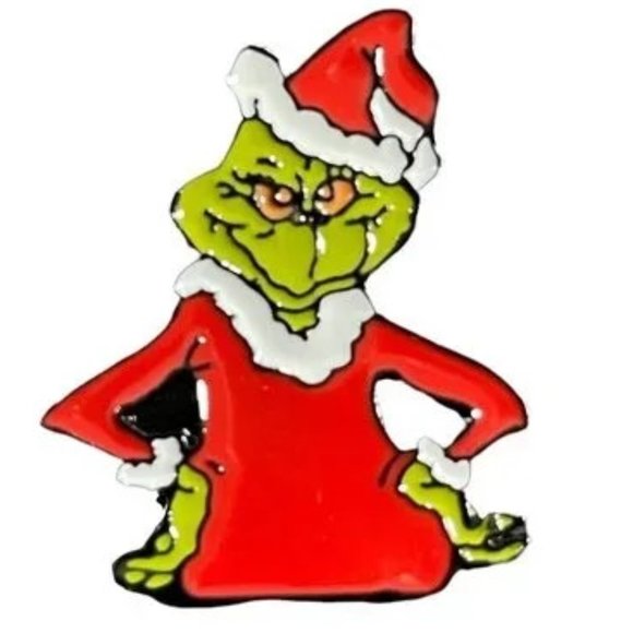 GRINCH Pin Christmas Santa Brooch Bag Charm Metal Badge Backpack Statement NEW - Picture 1 of 4
